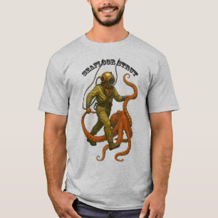 Camiseta Vintage Helmet Diver Walking com um URM Octopus