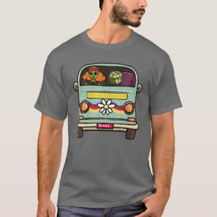 Camiseta Vintage Hippie Van Flower Bus Sinal de Paz