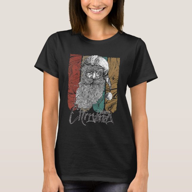 Camiseta Vintage Hipster Santa Claus Xmas (Frente)
