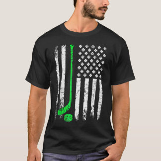 Camiseta Vintage Hockey St Patricks Day American Flag