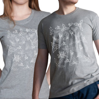 Camiseta Vintage Holly Berry Outline Christmas