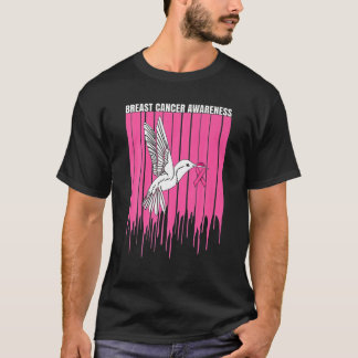 Camiseta Vintage Hummingbird Pink Ribbon Breve Cancer Awar