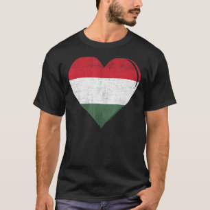 Camiseta Vintage Hungary Flag Heart For Húngaro