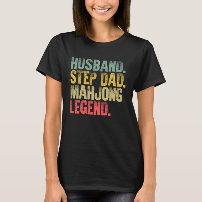 Camiseta Vintage  Husband Step Dad Mahjong Legend (Frente)