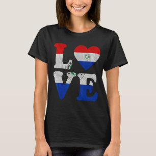 Camiseta Vintage I Love Paraguai Flag Heart Root Paraguai