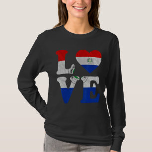Camiseta Vintage I Love Paraguai Flag Heart Root Paraguai