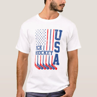 Camiseta Vintage Ice Hockey 4 De Julho Homens USA American
