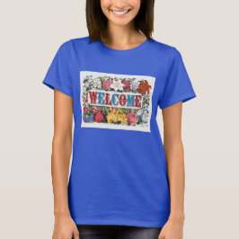 Camiseta Vintage Illustration WELCOME with Flowers