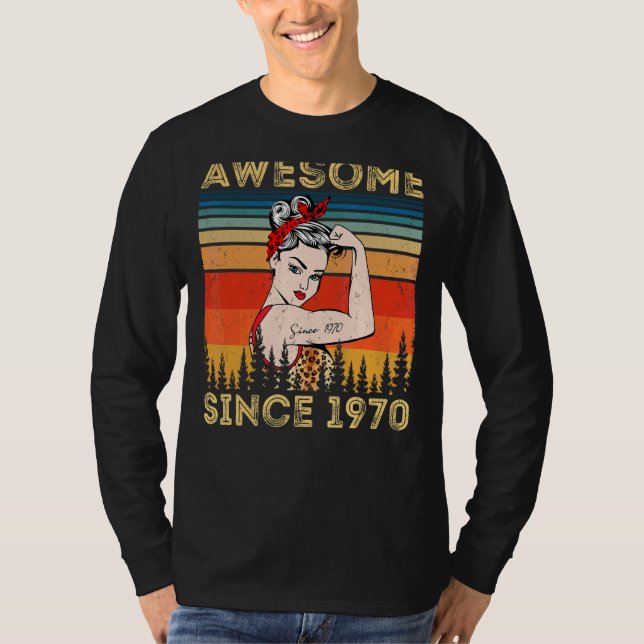 Camiseta Vintage Incrível Desde 1970 Aniversário Mulher-Pau (Frente)