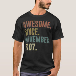 Camiseta Vintage Incrível Desde Novembro De 2007 15 Birthda