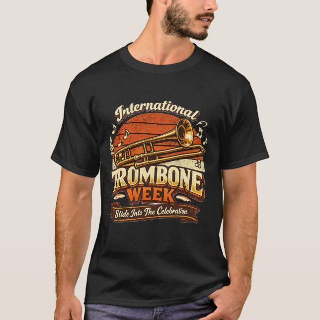 Camiseta Vintage International Trombone Week Trombone Playe (Frente)