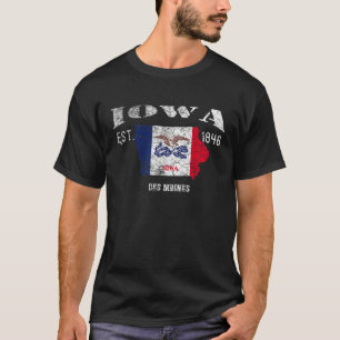 Camiseta Vintage Iowa Bandeira do Estado dos EUA e