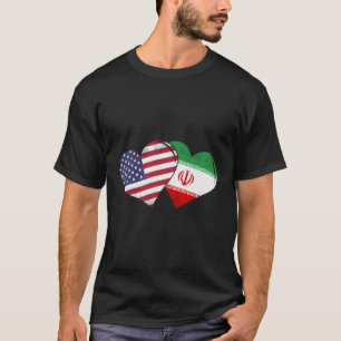 Camiseta Vintage Iran - American Flag Heart For Iranian