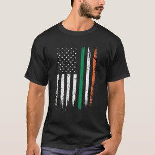 Camiseta Vintage Irish American Flag Shamrock Rua Patrick