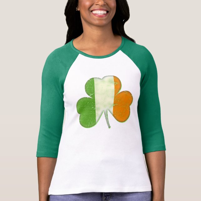 Camiseta Vintage Irish Flag Shamrock (Frente)