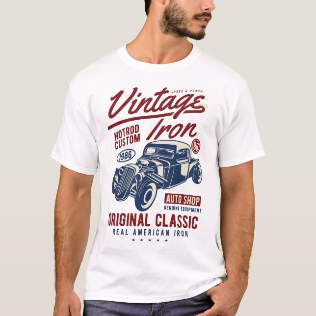 Camiseta Vintage iron, carros (Frente)