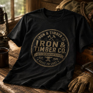 Camiseta Vintage Iron & Timber Co. Oficina Americana