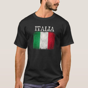 Camiseta Vintage Itália Bandeira Itália Homens Mulheres Cri