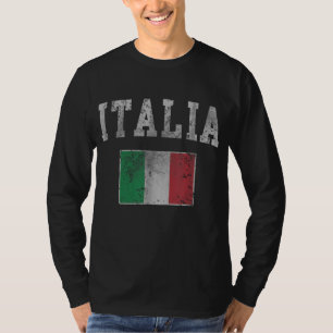 Camiseta Vintage Itália Bandeira Itália Homens Mulheres Cri