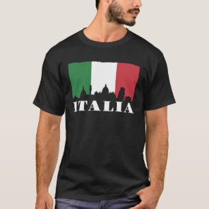Camiseta Vintage Itália Bandeira Itália Skyline Men Wome