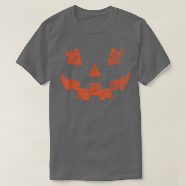 Camiseta Vintage JackOLanterna Rosto Pumpkin Eyelashes Hall (Frente do Design)