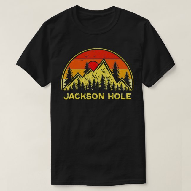 Camiseta Vintage Jackson Hole Wyoming WY Montanhas subindo  (Frente do Design)