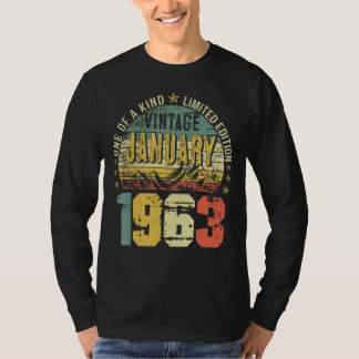 Camiseta Vintage Janeiro de 1963 60th Birthday Men