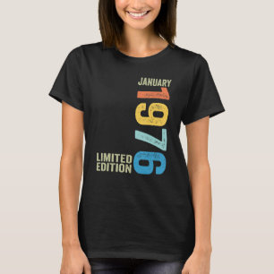 Camiseta Vintage Janeiro de 1976 47 Anos 47 Anos Aniversári