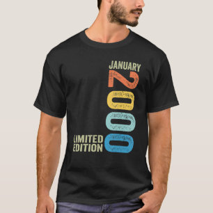 Camiseta Vintage Janeiro de 2000 23 anos 23 anos Aniversári