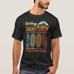 Camiseta Vintage Janeiro de 2004 18 anos 18 anos Dia Decor