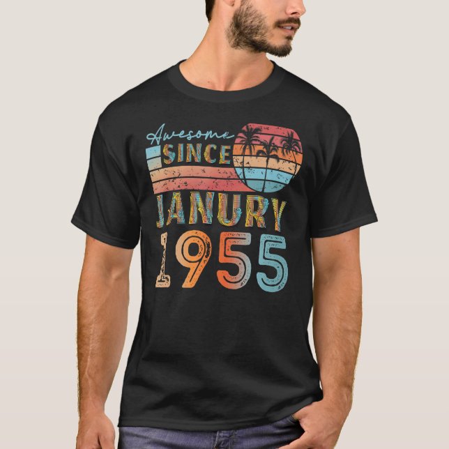 Camiseta vintage janury 1955 92 anos 67 anos (Frente)