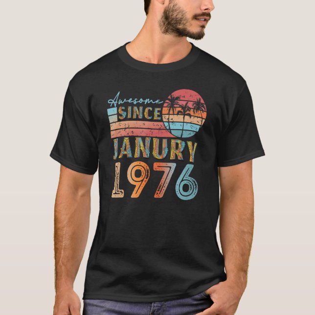 Camiseta vintage janury 1976 92 anos 46 anos (Frente)