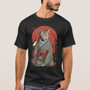 Camiseta Vintage Japan Art Samurai Chartreux Cat