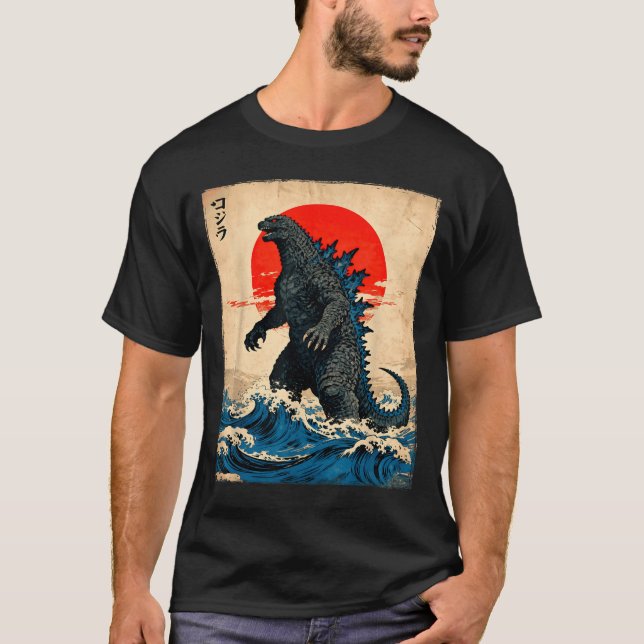 Camiseta Vintage Japanese Art Kaiju Monster  (Frente)