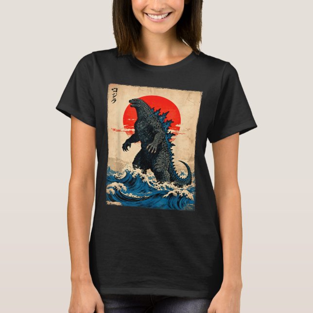 Camiseta Vintage Japanese Art Kaiju Monster  (Frente)