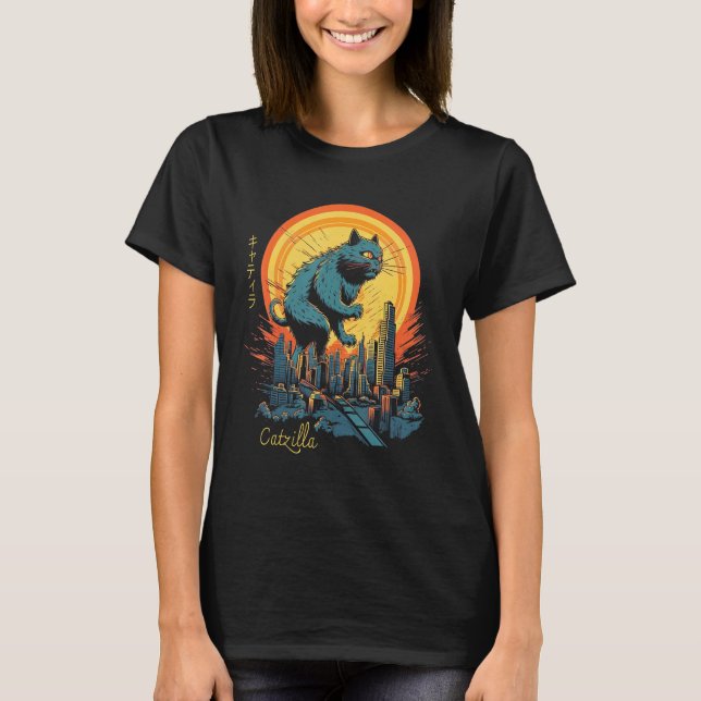 Camiseta Vintage Japanese Sunset Catzilla 2 (Frente)
