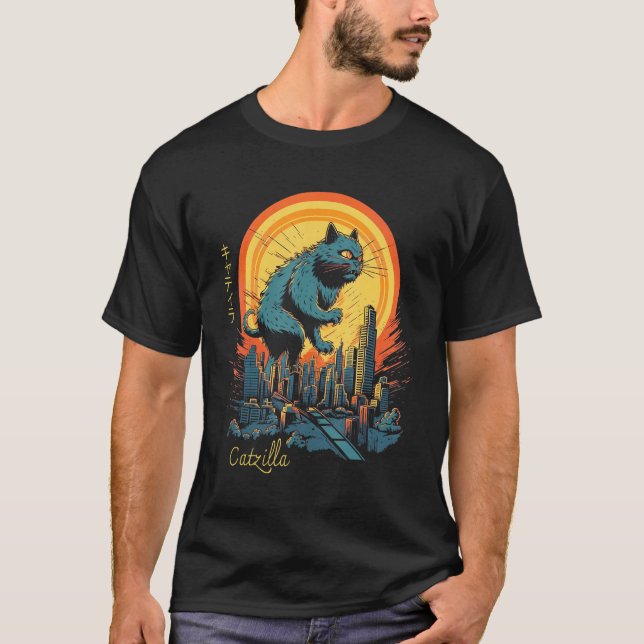 Camiseta Vintage Japanese Sunset Catzilla 2 (Frente)