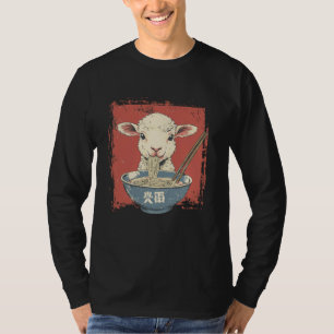 Camiseta Vintage Japonês Art Noodle Lover Cute Lamb