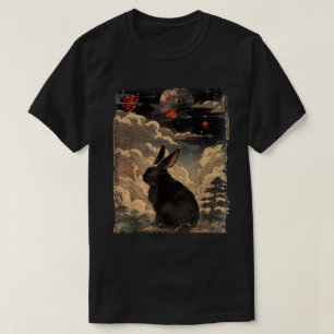 Camiseta Vintage Japonês Cenoura Cute Rabbit Kanji Japão