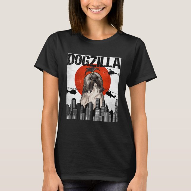 Camiseta Vintage Japonês Dogzilla Lhasa Apsos (Frente)