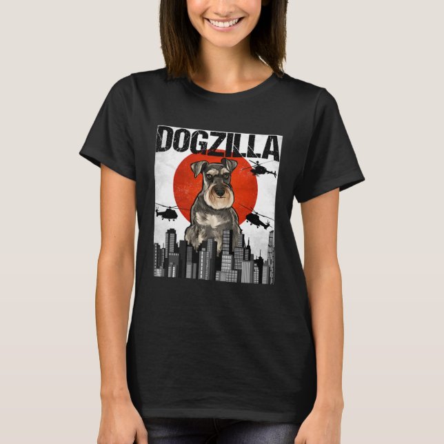 Camiseta Vintage Japonês Dogzilla Miniature Schnauzer (Frente)