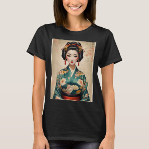 Camiseta Vintage Japonês Geisha Portrait