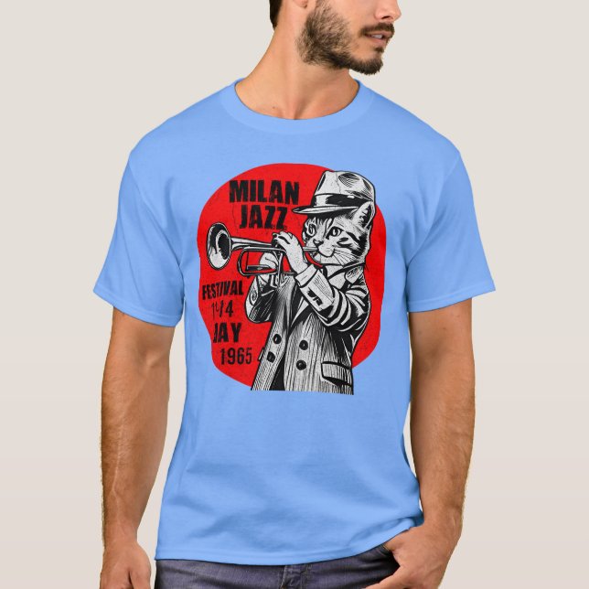 Camiseta Vintage Jazz Cat Trumpet - unique (Frente)