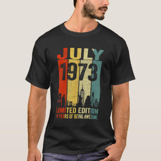 Camiseta Vintage julho 1973 49 Aniversário 49 Anos 1973 Bir
