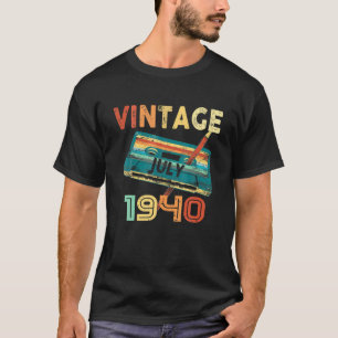 Camiseta Vintage julho de 1940 Music Cassette81rua Birthday