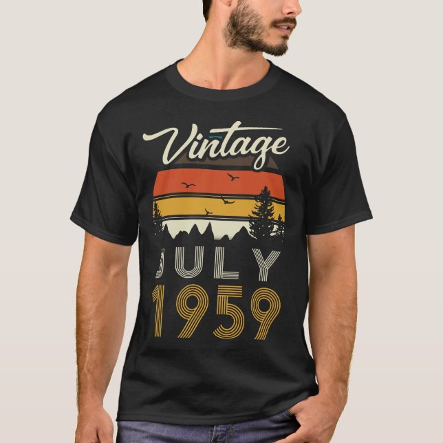 Camiseta Vintage julho de 1959 Embrace Retro Elegance (Frente)