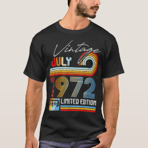 Camiseta Vintage julho de 1972 Edição limitada fita cassete