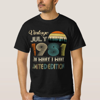 Camiseta Vintage Julho de 1981 - Camisa-T - Estilo Retro An