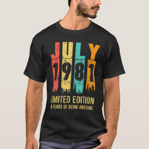 Camiseta Vintage July 1981 41 Years Old 41st Birthday