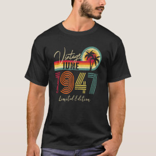 Camiseta Vintage June 1947 75th Birthday 75 Year Old